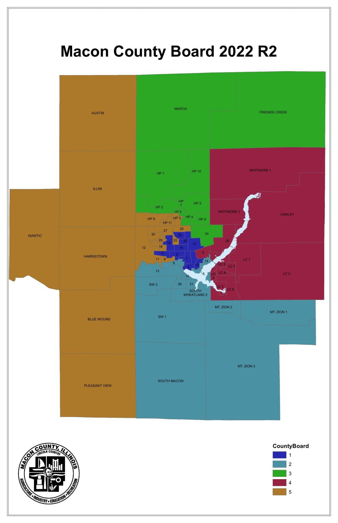 Macon County Voting District Map for the 2020 decade.